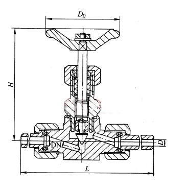 J21H、J21W 型 PN25、PN40 外螺紋鋼制截止閥產品外形及結構尺寸示意圖