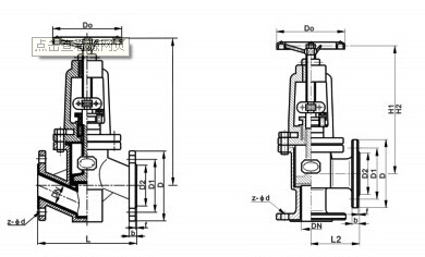 J41N 型燃氣專用截止閥產品外形及結構尺寸示意圖