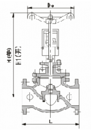 KPF-16型平衡閥產品外形及結構尺寸示意圖